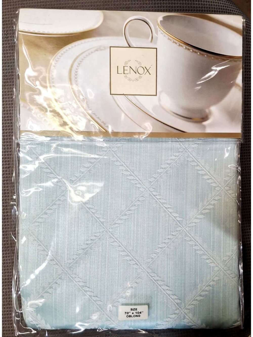 Lenox Laurel Leaf Teal Oblong Tablecloth 70" X 104" Blue Pattern Machine Washabl